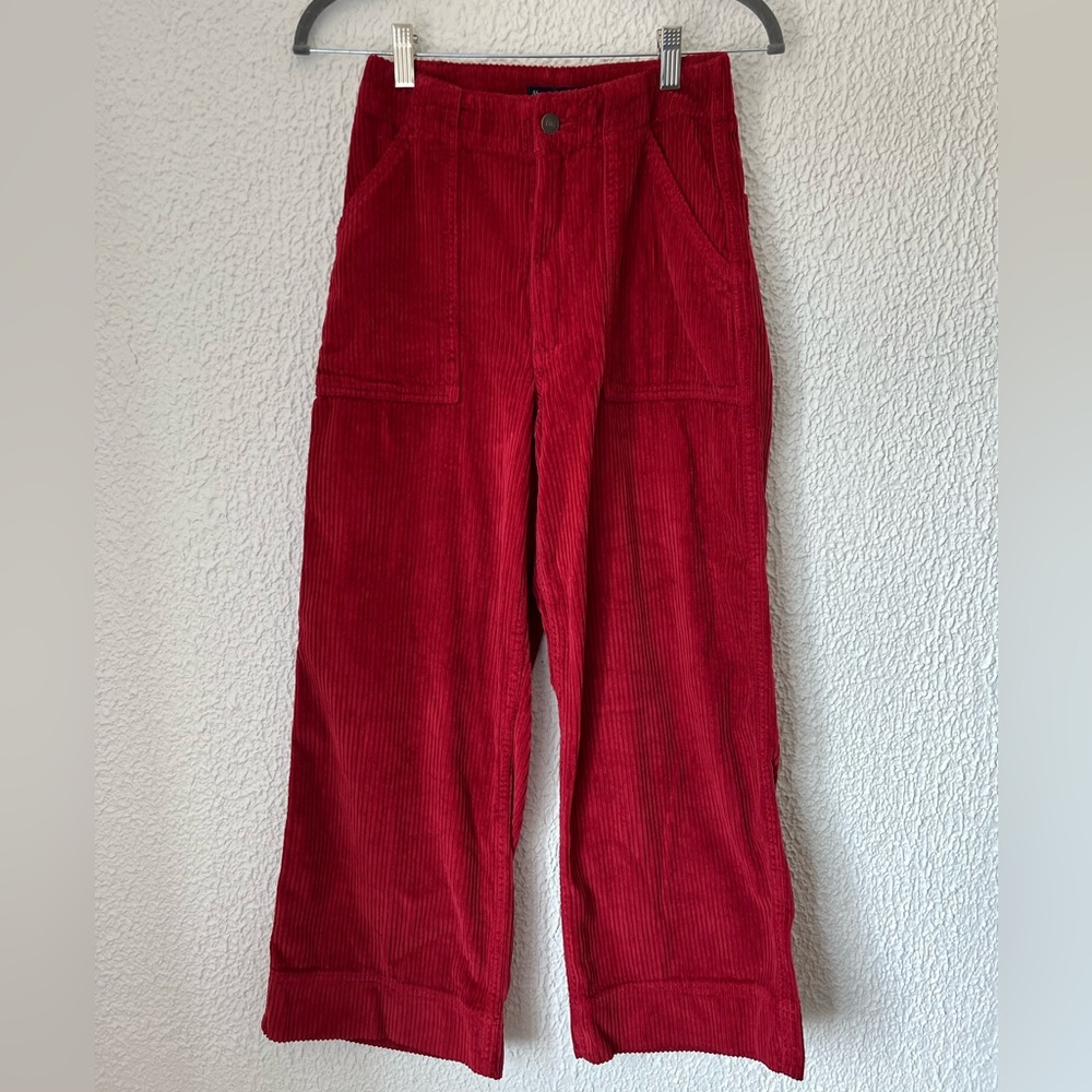 Abercrombie & Fitch Corduroy Wide Legs Pants Ruby Red Size XXS